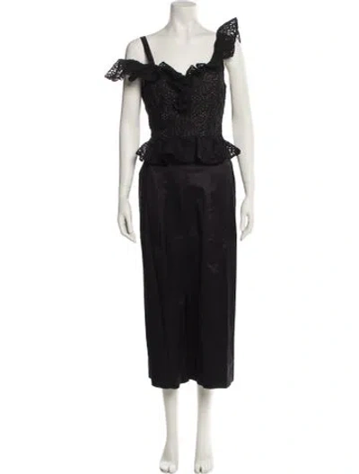 Pre-owned Rebecca Taylor Silk Square Neckline Jumpsuit In Black