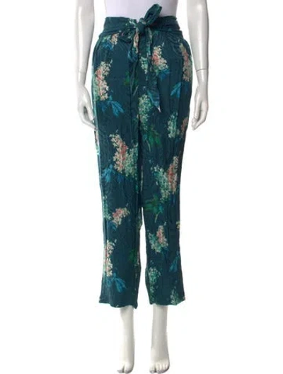Pre-owned Rebecca Taylor Silk Straight Leg Pants In Blue