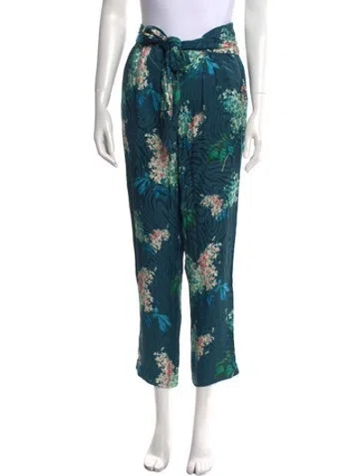 Pre-owned Rebecca Taylor Silk Straight Leg Pants In Blue