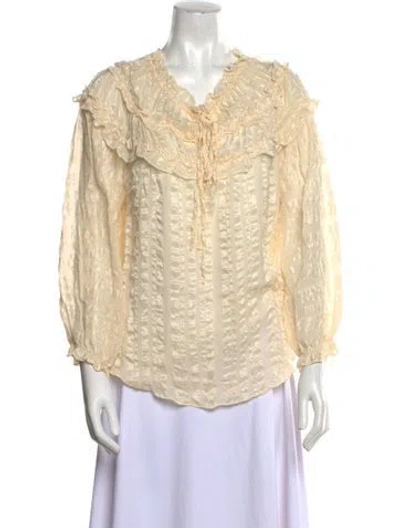 Pre-owned Rebecca Taylor Silk Striped Blouse In Neutral
