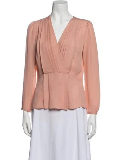 Pre-owned Rebecca Taylor Silk V-neck Blouse In Pink