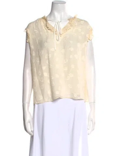 Pre-owned Rebecca Taylor Silk V-neck Blouse W/ Tags In Neutral