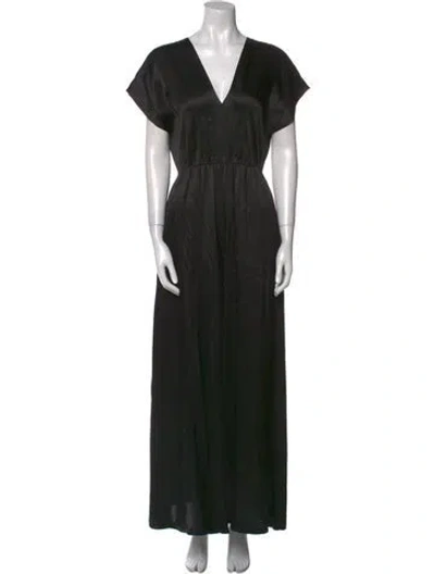 Pre-owned Rebecca Taylor Silk V-neck Jumpsuit In Black