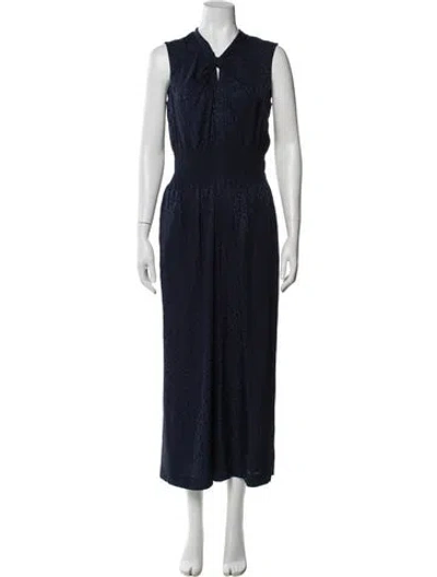 Pre-owned Rebecca Taylor Silk V-neck Jumpsuit In Blue
