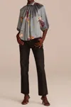 Rebecca Taylor Sim Fleur Blouse In Gray
