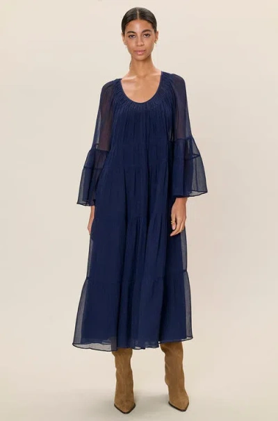 Rebecca Taylor Skye Tiered Dress In Blue