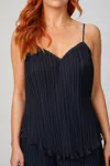 Rebecca Taylor Sleeveless Plisse Tank In Prussian Blue In Blue