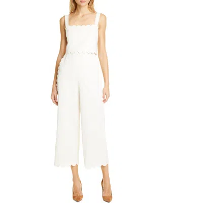 Rebecca Taylor Sleeveless Scalloped Jumpsuit In White