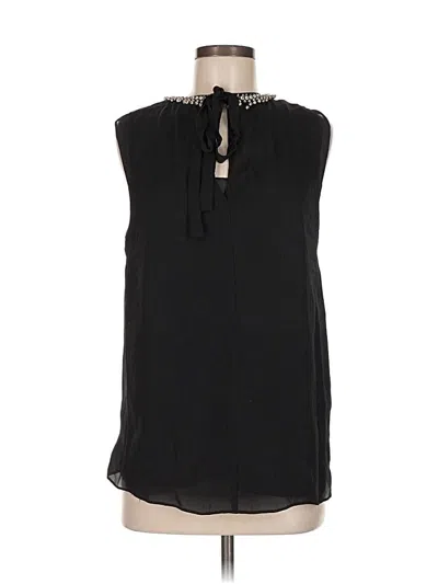 Pre-owned Rebecca Taylor Sleeveless Silk Top Black Keyhole Neckline Tops