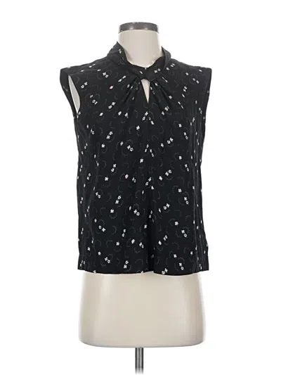 Pre-owned Rebecca Taylor Sleeveless Silk Top Black Tie Neck Tops