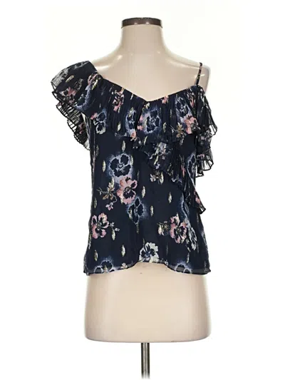 Pre-owned Rebecca Taylor Sleeveless Silk Top Blue Cold Shoulder Neckline Tops