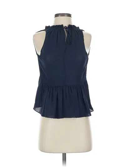 Pre-owned Rebecca Taylor Sleeveless Silk Top Blue Halter Neckline Tops