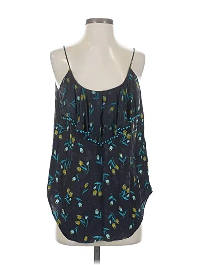 Pre-owned Rebecca Taylor Sleeveless Silk Top Blue Halter Neckline Tops