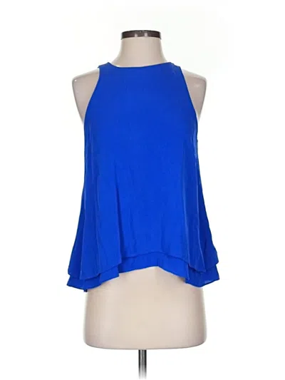Pre-owned Rebecca Taylor Sleeveless Silk Top Blue Halter Neckline Tops