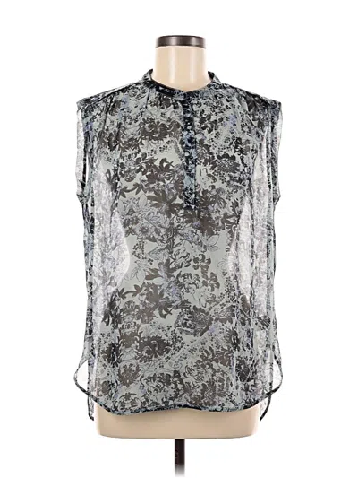 Pre-owned Rebecca Taylor Sleeveless Silk Top Blue High Neck Tops