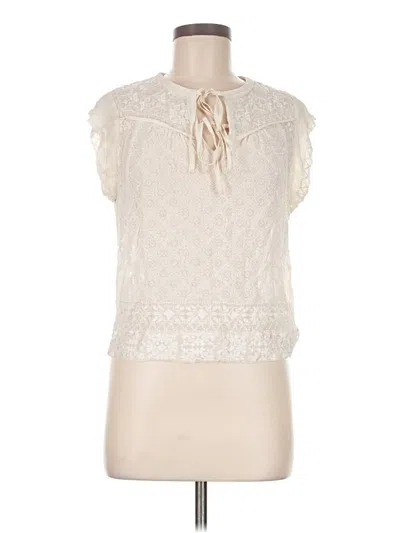 Pre-owned Rebecca Taylor Sleeveless Silk Top Ivory Tie Neck Tops In White
