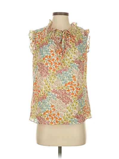 Pre-owned Rebecca Taylor Sleeveless Silk Top Orange Ruffles Neckline Tops