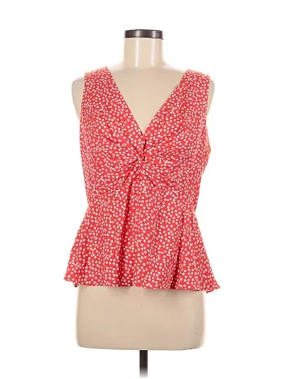 Pre-owned Rebecca Taylor Sleeveless Silk Top Red Plunge Neckline Tops