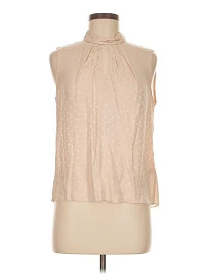 Pre-owned Rebecca Taylor Sleeveless Silk Top Tan Halter Neckline Tops In Brown