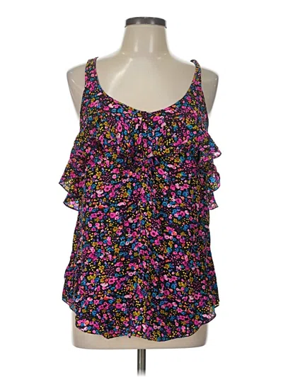 Rebecca Taylor Sleeveless Top Black Halter Neckline Tops In Multi