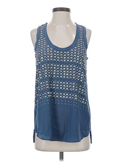 Rebecca Taylor Sleeveless Top Blue Scoop Neck Tops