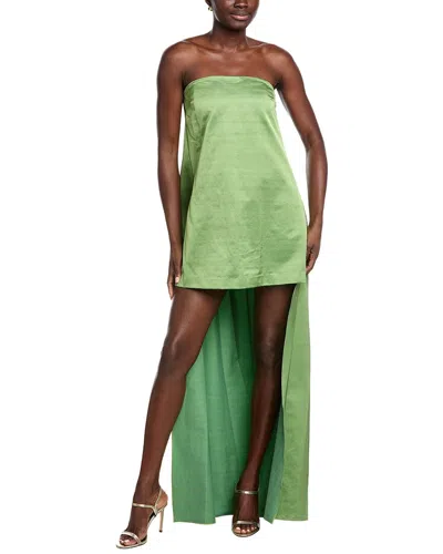 Rebecca Taylor Slub Sateen Dress In Green