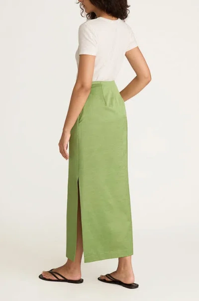 Rebecca Taylor Slub Sateen Midi Skirt In Fern