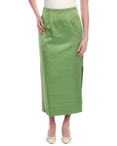 Rebecca Taylor Slub Sateen Pencil Skirt In Green