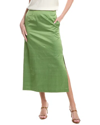 Rebecca Taylor Slub Sateen Pencil Skirt In Green