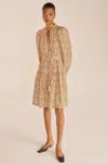Rebecca Taylor Speckled Fleur Belted Long Sleeve Dress