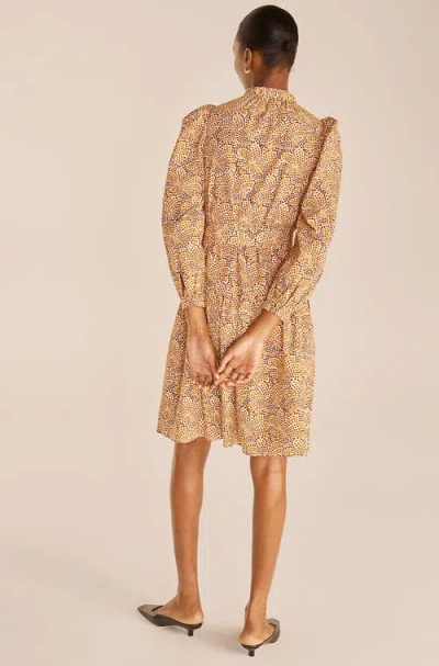 Rebecca Taylor Speckled Fleur Puff Sleeve Dress In Marigold Combo