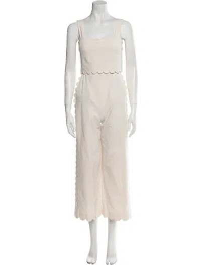Pre-owned Rebecca Taylor Square Neckline Jumpsuit In Neutral