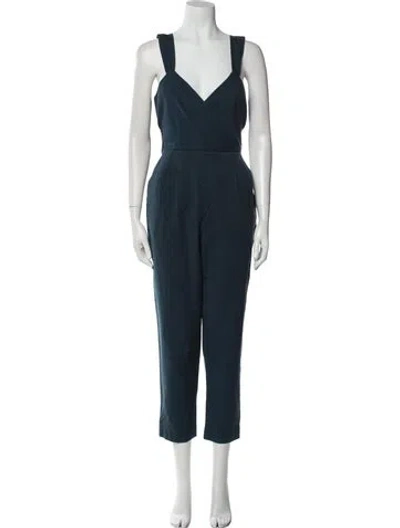 Pre-owned Rebecca Taylor Square Neckline Jumpsuit W/ Tags In Blue