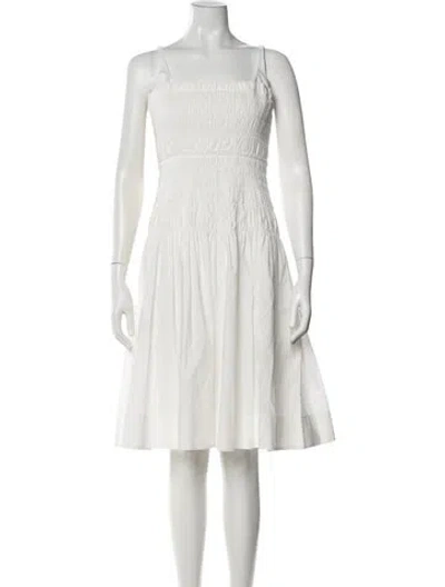 Pre-owned Rebecca Taylor Square Neckline Knee-length Dress In White
