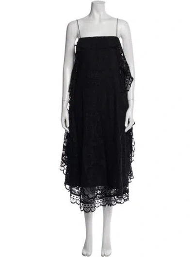 Pre-owned Rebecca Taylor Square Neckline Long Dress In Blue