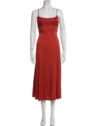 Pre-owned Rebecca Taylor Square Neckline Long Dress In Orange