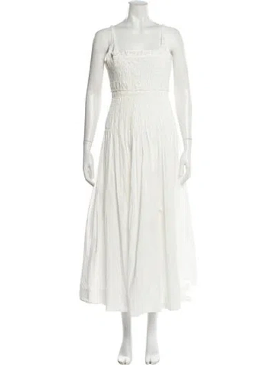 Pre-owned Rebecca Taylor Square Neckline Long Dress In White