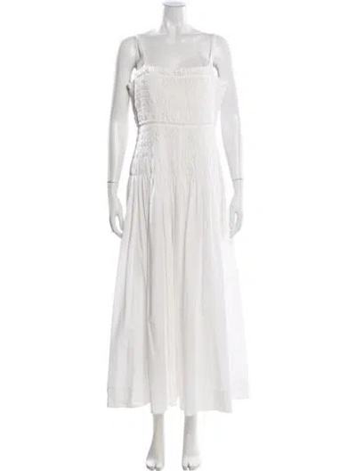Pre-owned Rebecca Taylor Square Neckline Long Dress In White