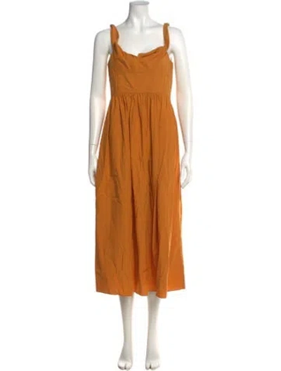 Pre-owned Rebecca Taylor Square Neckline Long Dress In Yellow