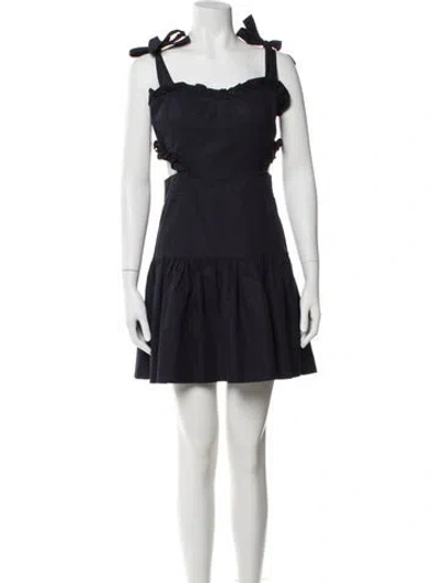 Pre-owned Rebecca Taylor Square Neckline Mini Dress In Blue