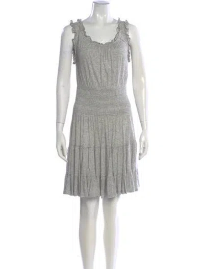Pre-owned Rebecca Taylor Square Neckline Mini Dress In Gray