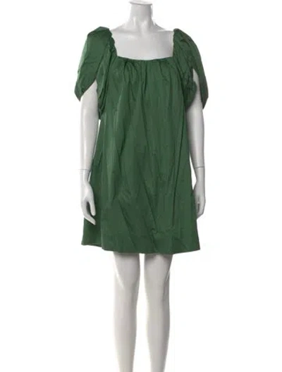 Pre-owned Rebecca Taylor Square Neckline Mini Dress In Green