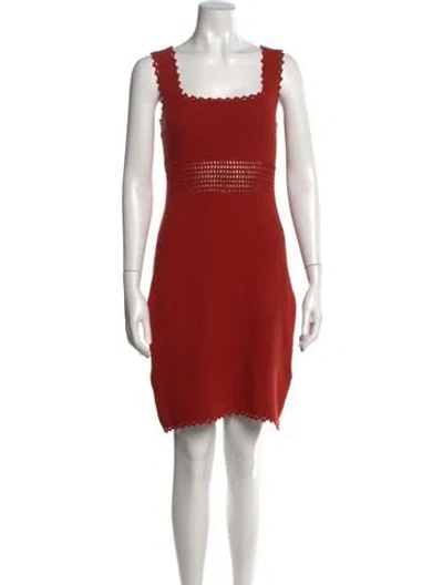 Pre-owned Rebecca Taylor Square Neckline Mini Dress In Orange