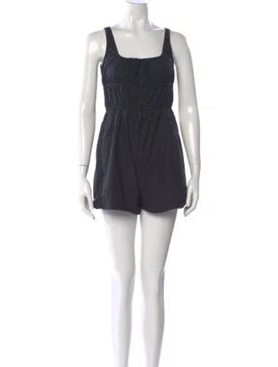 Pre-owned Rebecca Taylor Square Neckline Romper In Black
