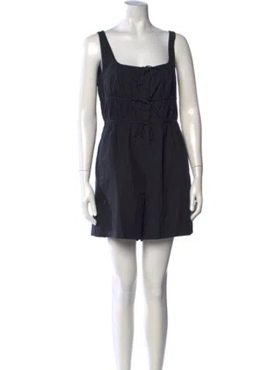 Pre-owned Rebecca Taylor Square Neckline Romper In Black
