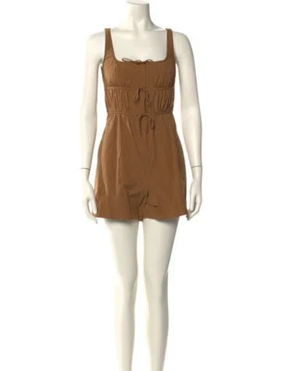 Pre-owned Rebecca Taylor Square Neckline Romper In Brown