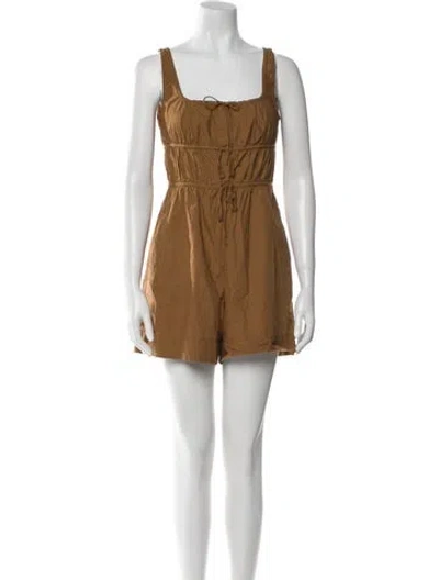 Pre-owned Rebecca Taylor Square Neckline Romper In Neutral