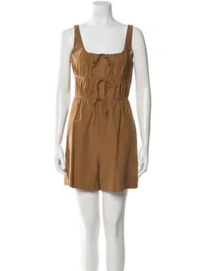 Pre-owned Rebecca Taylor Square Neckline Romper In Neutral