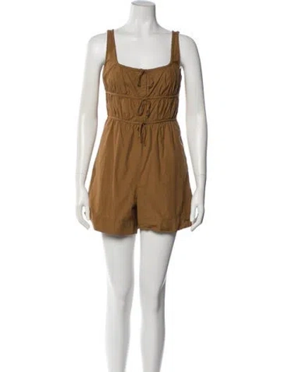 Pre-owned Rebecca Taylor Square Neckline Romper In Neutral