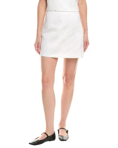 Rebecca Taylor Stitched Silk Mini Skirt In White
